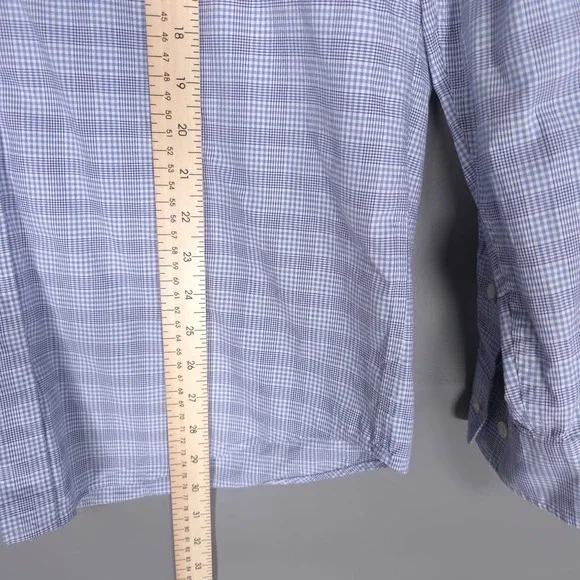 J. McLAUGHLIN Blue Check Button Up Shirt Men's Cotton Long Sleeve LARGE